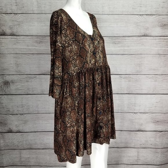 NEW Cotton Emporium Size M Snake Python Print Boho Tunic Dress Babydoll - Picture 6 of 8